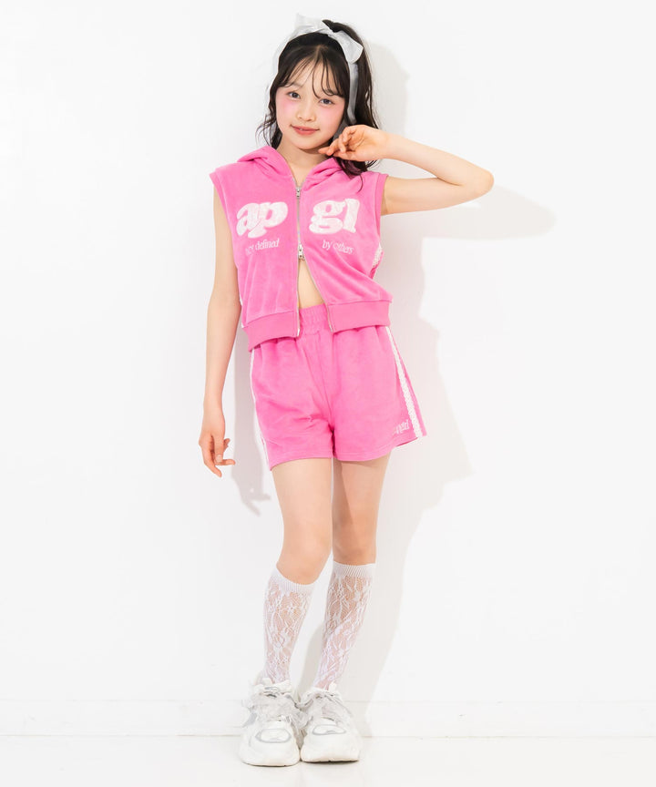 ピンク(Sサイズ着用/身長：約146cm)