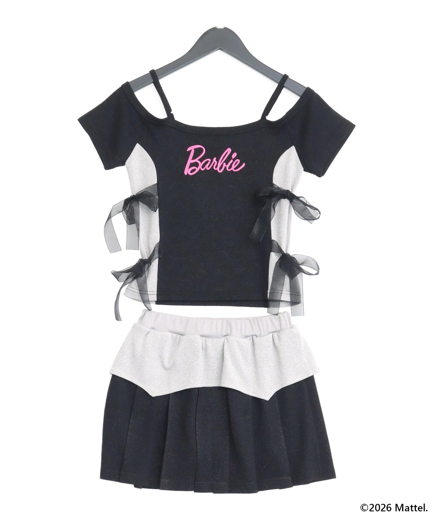 ANAPGiRL ×【Barbie】ラメオフショルトップス × プリーツスカート
