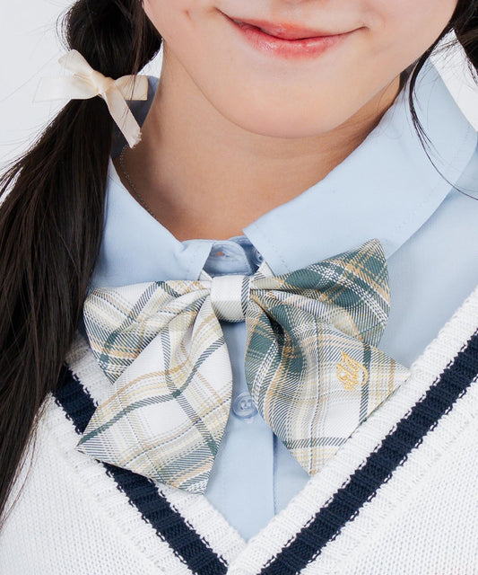 刺繍入 チェックリボン 919-7852