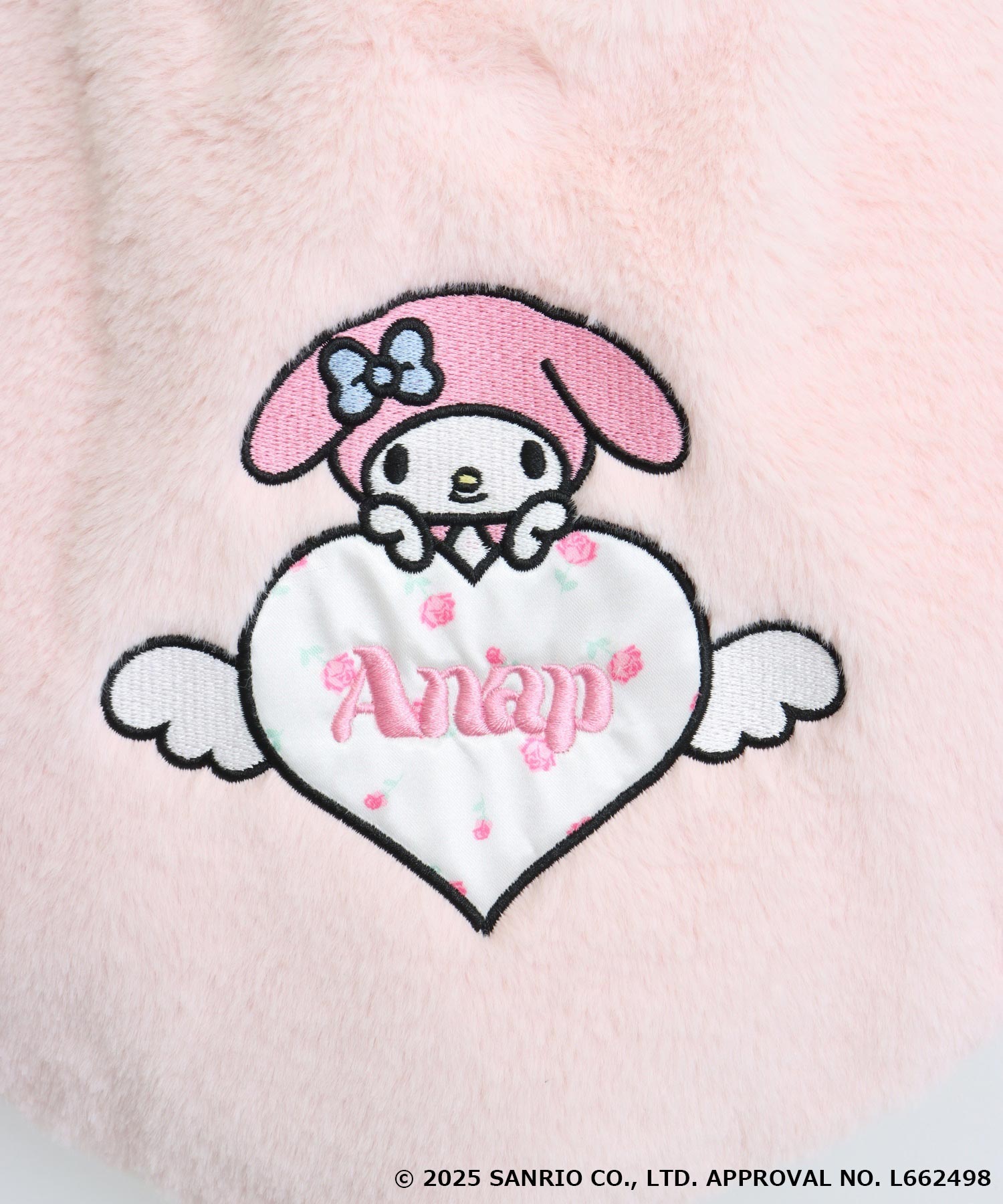 ANAP GiRL ×【マイメロディ♥クロミ】リボン付 ハート ファーバッグ