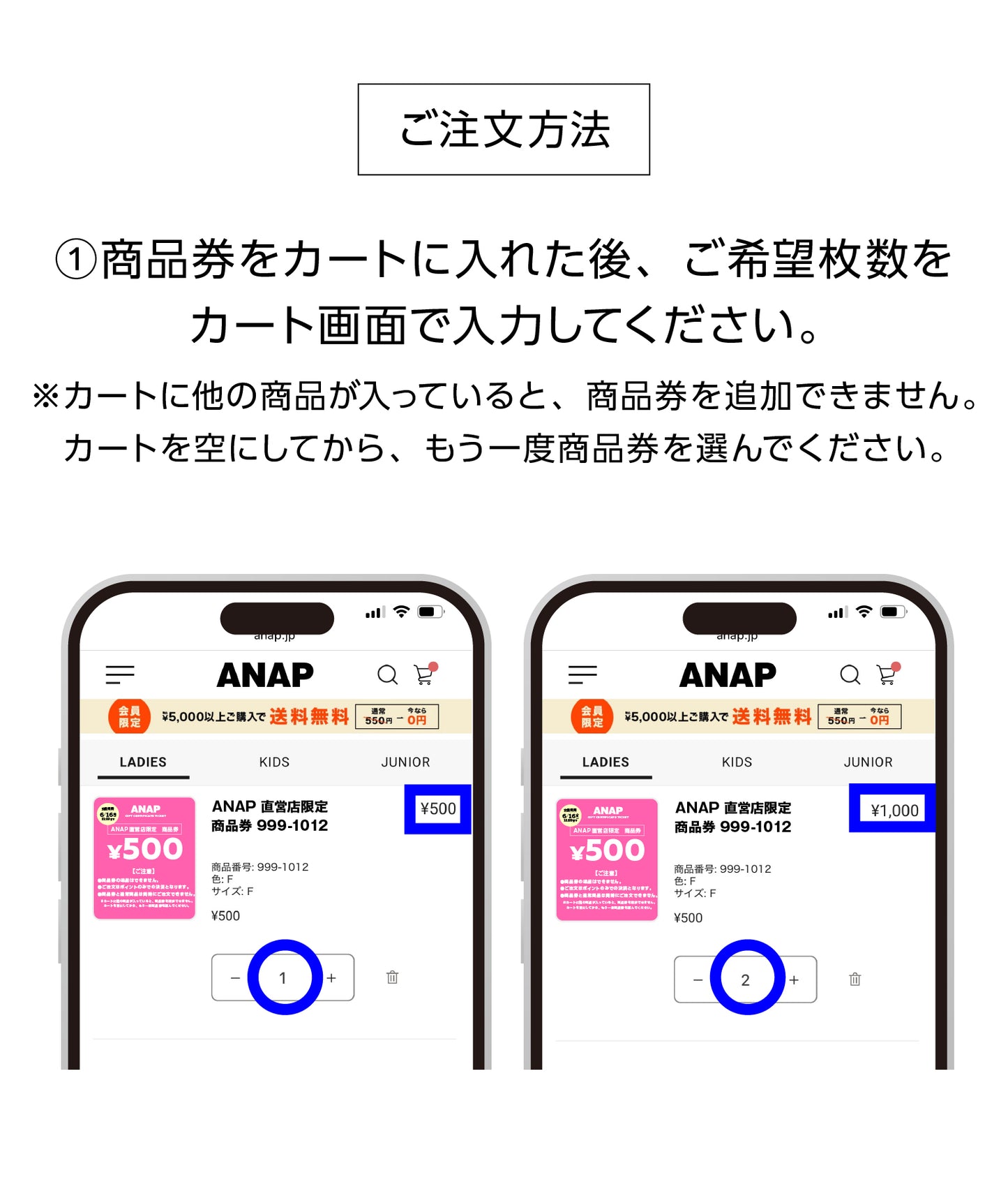 ANAP 直営店限定 商品券 999-1012
