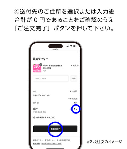 ANAP 直営店限定 商品券 999-1012