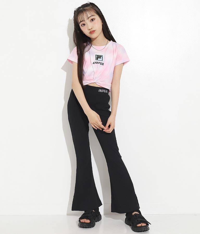 刺繍 リブ フレア パンツ 912-6907