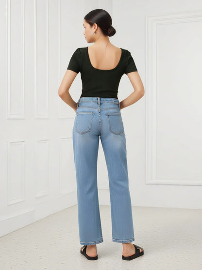 パッド入り 背中キレイ見え リブ Tシャツ 153-5890