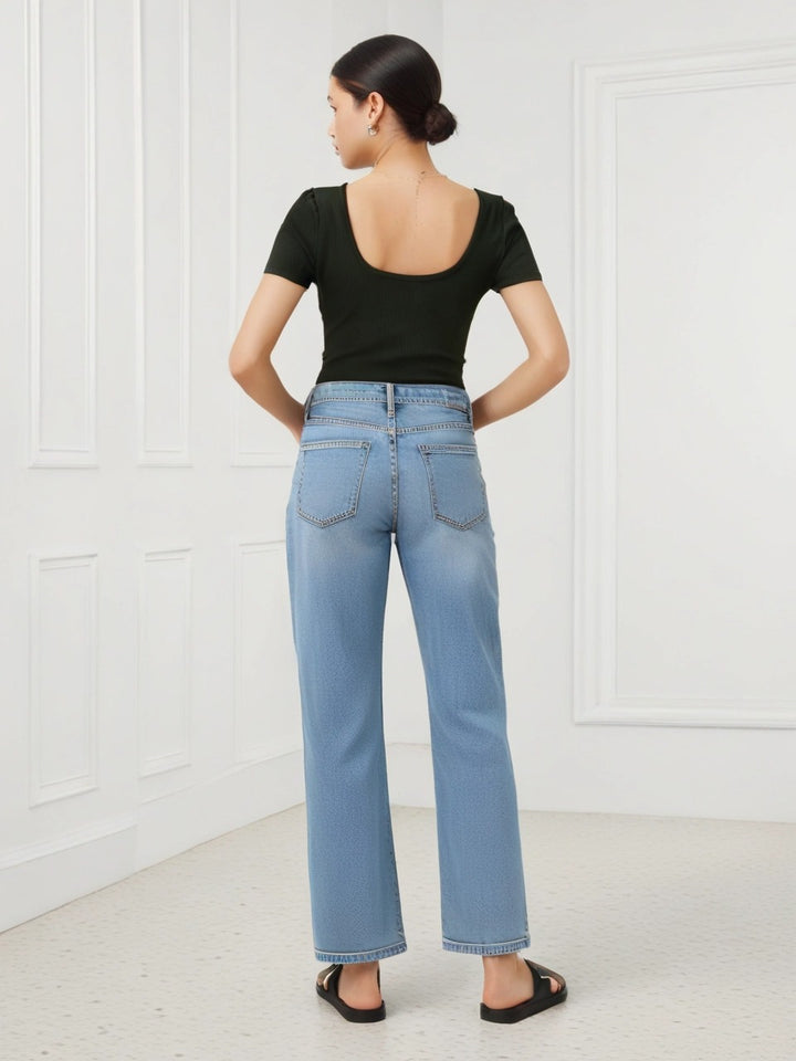 パッド入り 背中キレイ見え リブ Tシャツ 153-5890