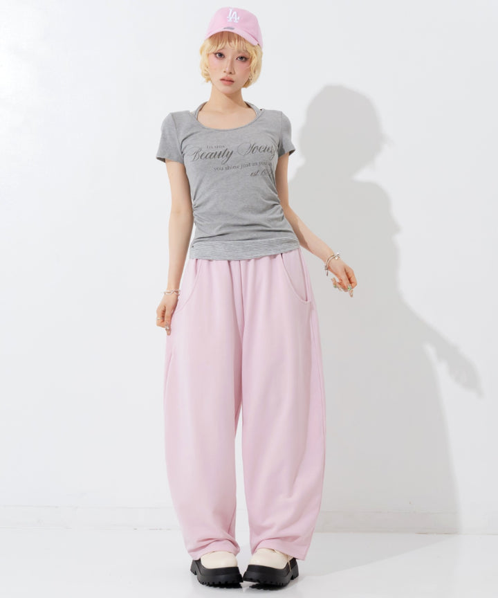 ホルターネック ドッキング プリントトップス Tシャツ  153-6128