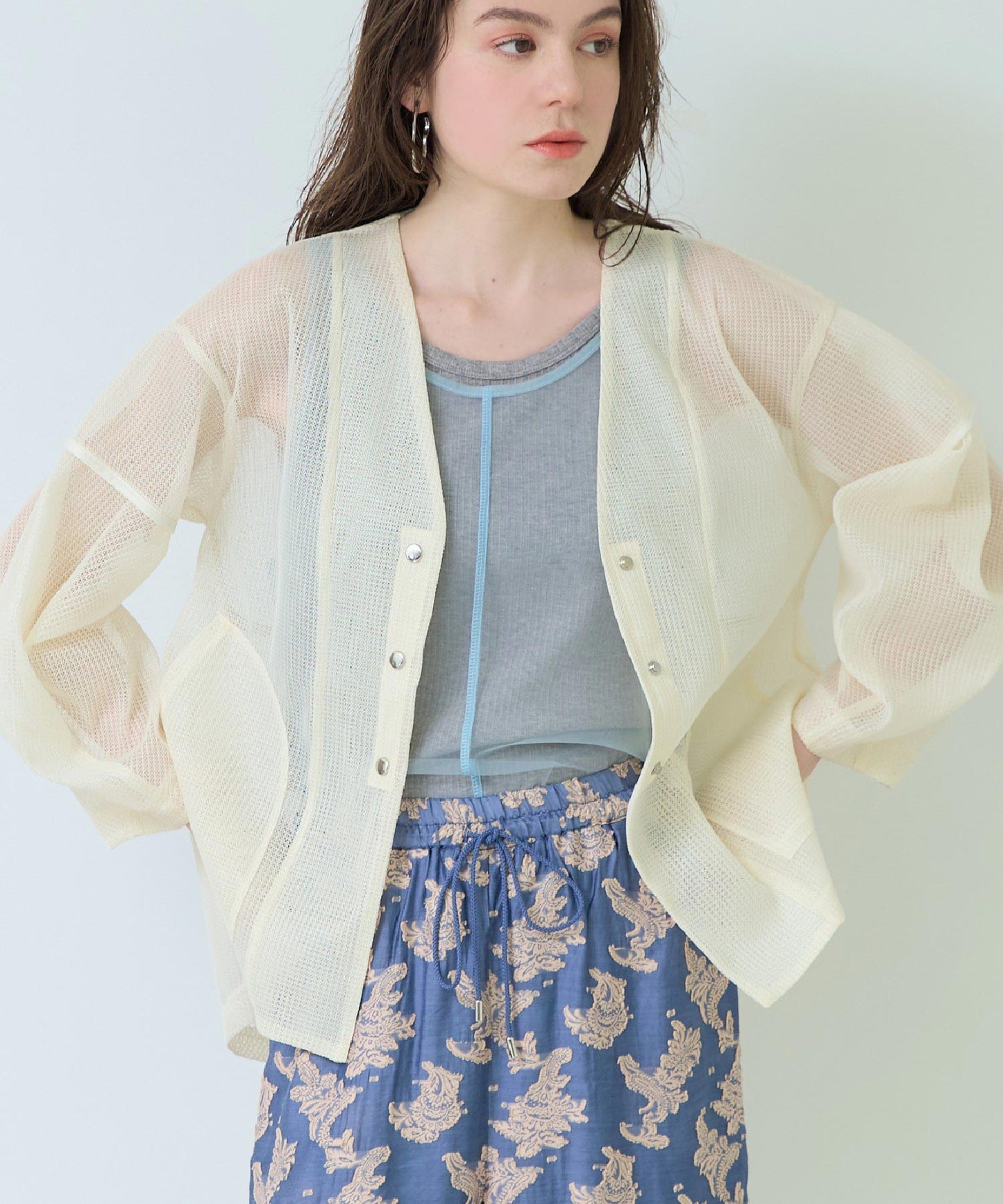 Eimee Law メッシュ コクーン スリーブ ジャケット 365-9684