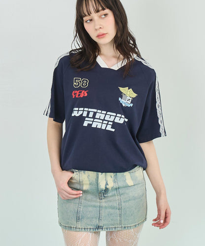 ショルダー レース 配色 ゲーミング Tシャツ 153-5755