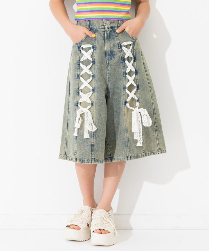 スピンドル レース デニム ハーフパンツ 912-7919