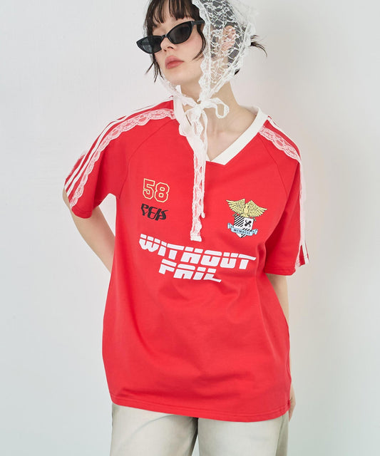 ショルダー レース 配色 ゲーミング Tシャツ 153-5755