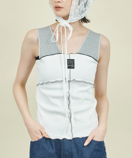 EimeeLaw 配色メロウ テレコ リブ タンクトップ 363-9705