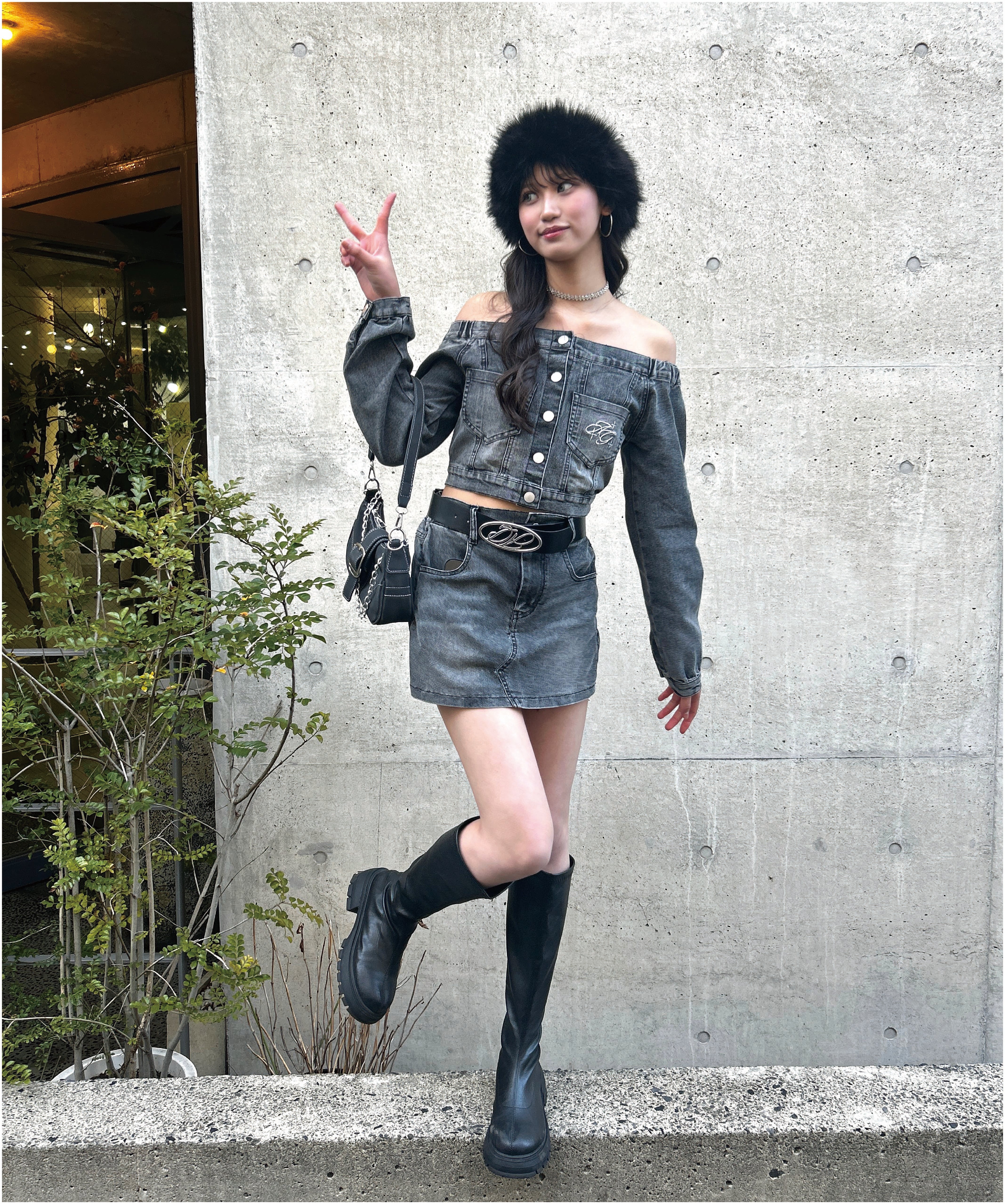 【美品•タグ付】 yukiemon ハニカムパステルスカート　M バックルベルト付 デニム ミニスカパン（別売りセットアップ） 911