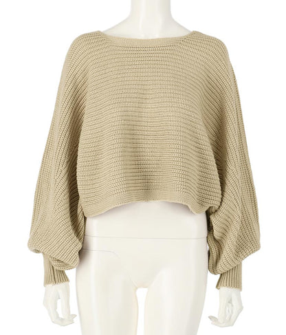 レースアップドルマンスリーブニットトップス 153-5113