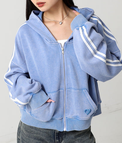 ウォッシュ 加工 ライン スウェット ジップ パーカー 154-5947