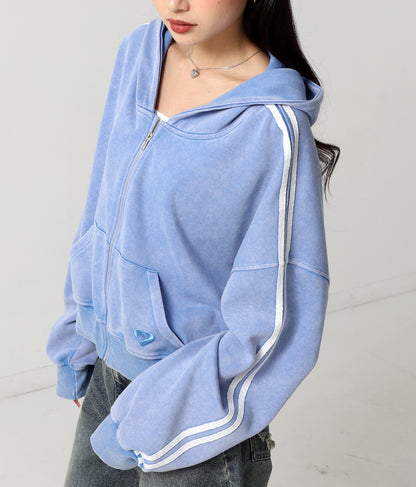 ウォッシュ 加工 ライン スウェット ジップ パーカー 154-5947