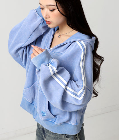 ウォッシュ 加工 ライン スウェット ジップ パーカー 154-5947