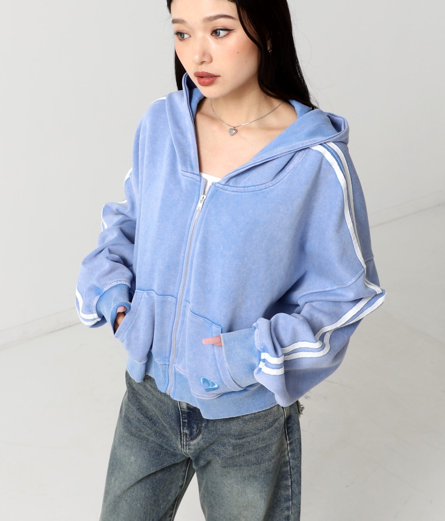 ウォッシュ 加工 ライン スウェット ジップ パーカー 154-5947