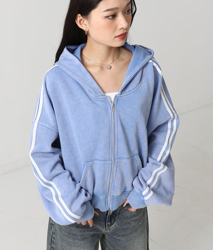 ウォッシュ 加工 ライン スウェット ジップ パーカー 154-5947