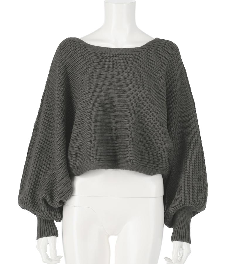 レースアップドルマンスリーブニットトップス 153-5113