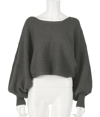 レースアップドルマンスリーブニットトップス 153-5113