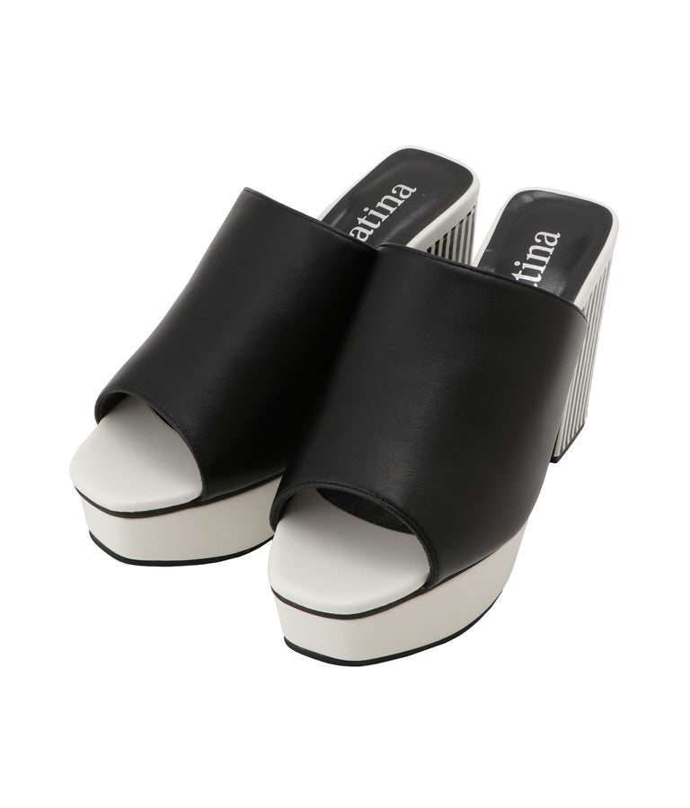 ストライプチャンキーヒールサンダル 499-2251