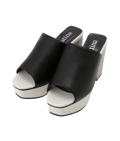 ストライプチャンキーヒールサンダル 499-2251