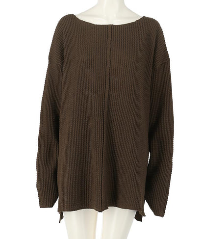 ワッフル編み スリット ニット トップス【セットアップ着用可】 793-8683