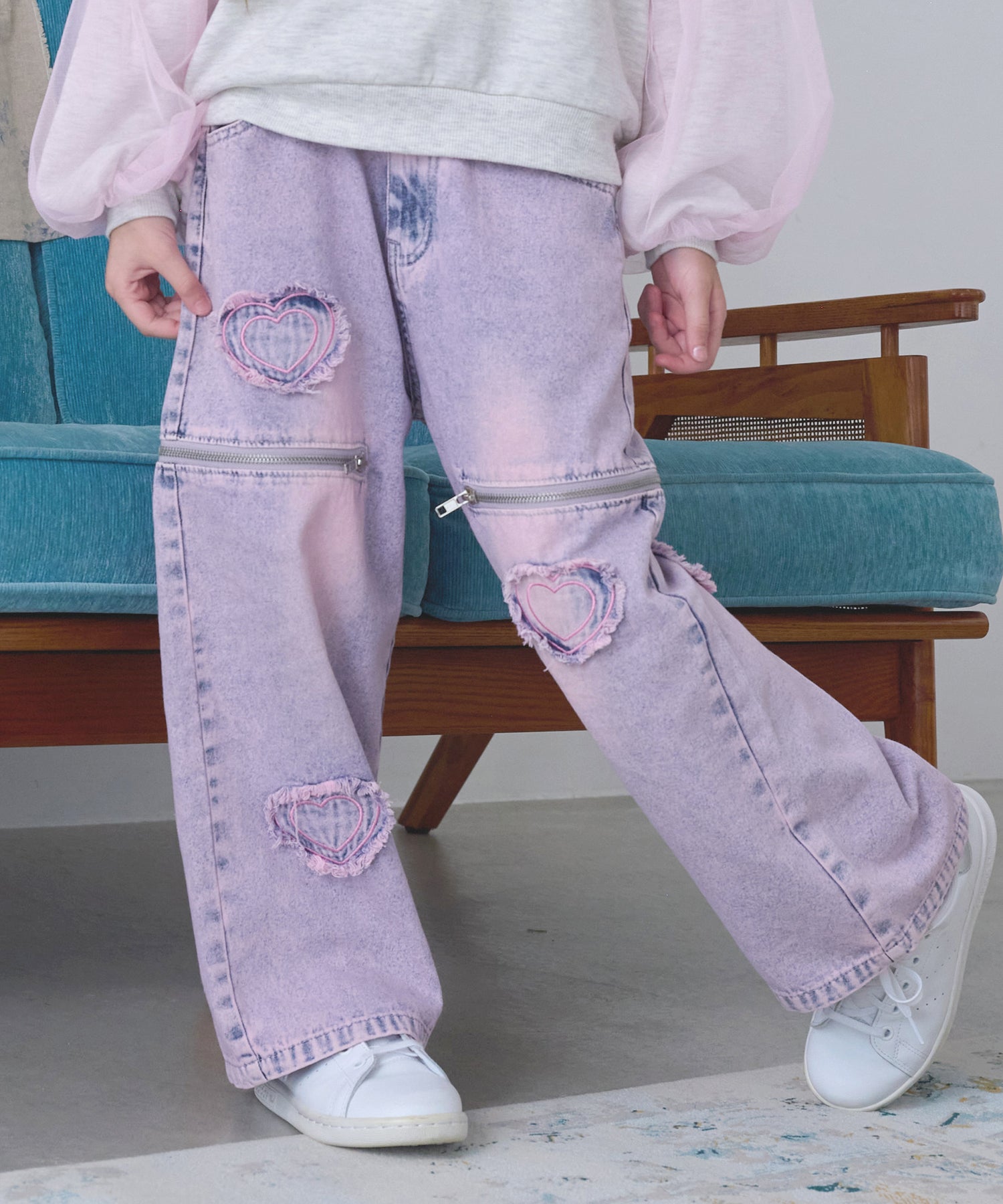 サイドジップ ハートワッペン ワイドパンツ 422-3586 – ANAP