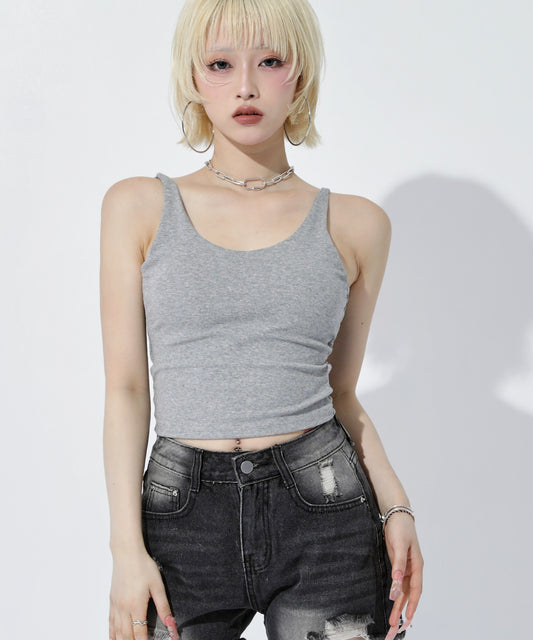 カップ付 クロップド バックオープン キャミソール 153-6048