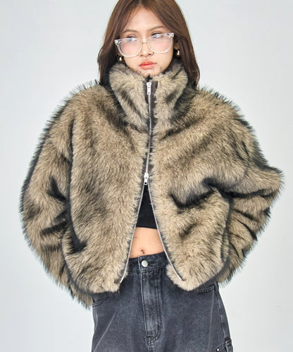 ダブルジップ ミックスファー ブルゾン 796-9431