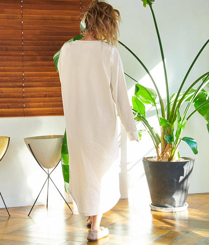シンプル無地 切替 ラウンド ヘム マキシワンピース 857-5555