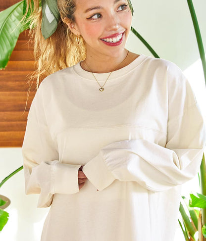 シンプル無地 切替 ラウンド ヘム マキシワンピース 857-5555