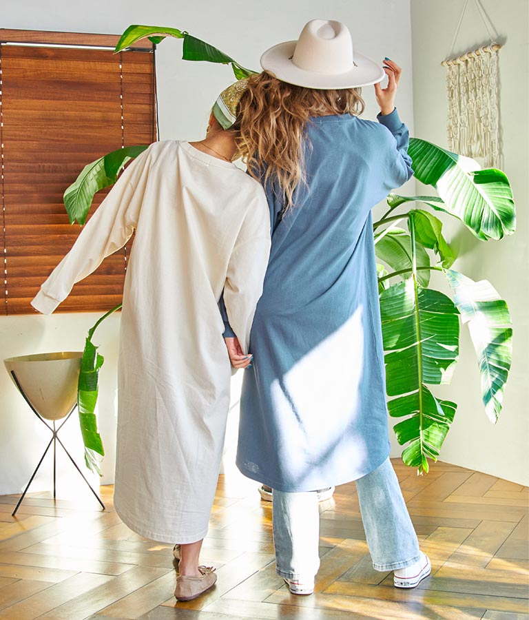 シンプル無地 切替 ラウンド ヘム マキシワンピース 857-5555