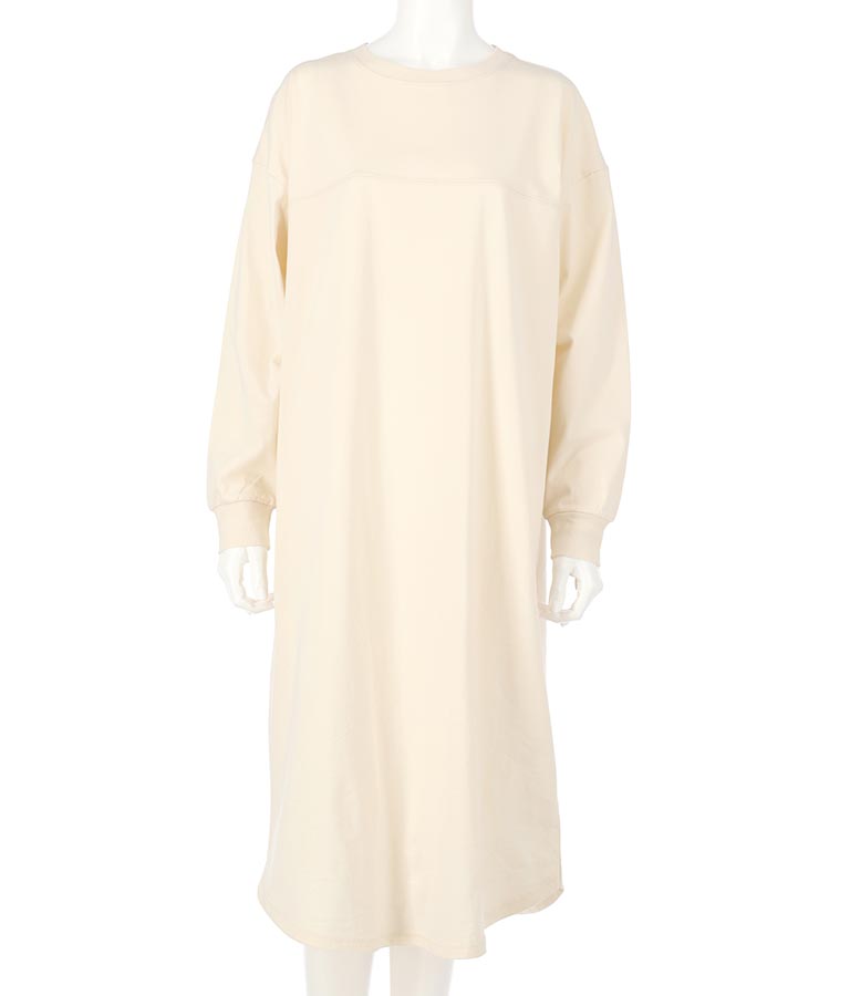 シンプル無地 切替 ラウンド ヘム マキシワンピース 857-5555