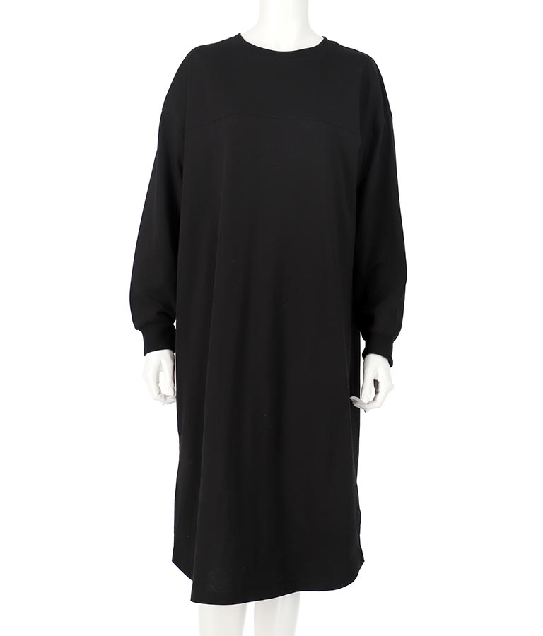 シンプル無地 切替 ラウンド ヘム マキシワンピース 857-5555