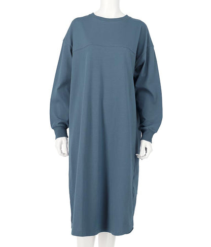 シンプル無地 切替 ラウンド ヘム マキシワンピース 857-5555