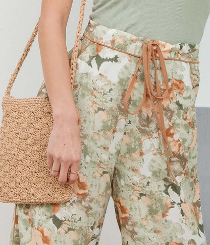 花柄 サイドライン スリット パンツ 492-2523