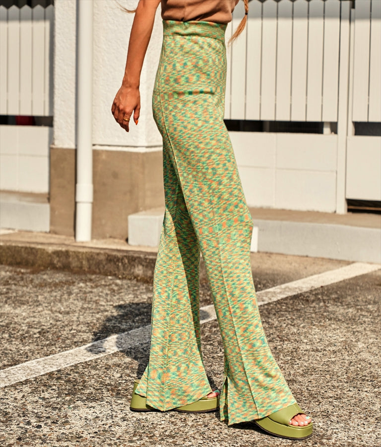 段染め柄バックスリットフレアパンツ