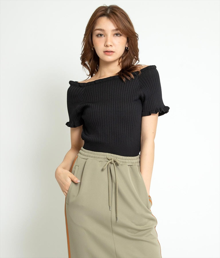 リブ メロー ニット トップス  153-5393