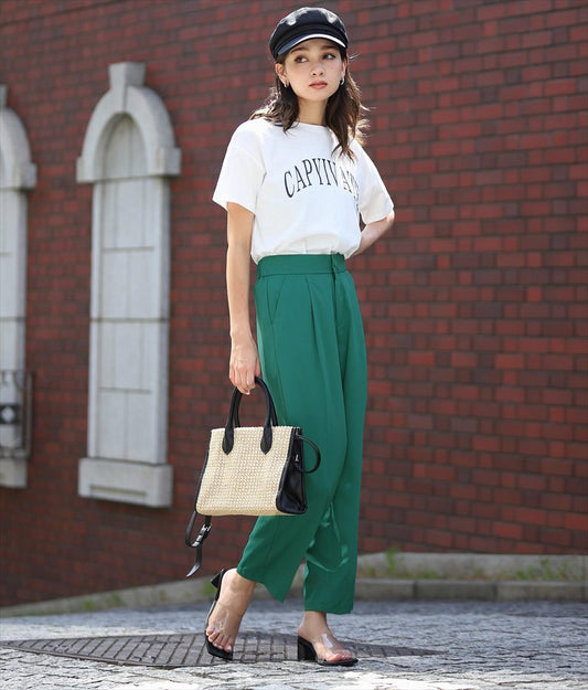 プリントTシャツ×スラックスセット 158-5235