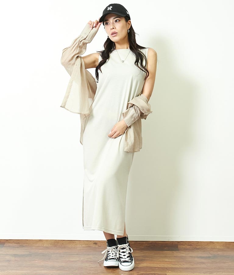 ミニ裏毛ノースリーブロングワンピース