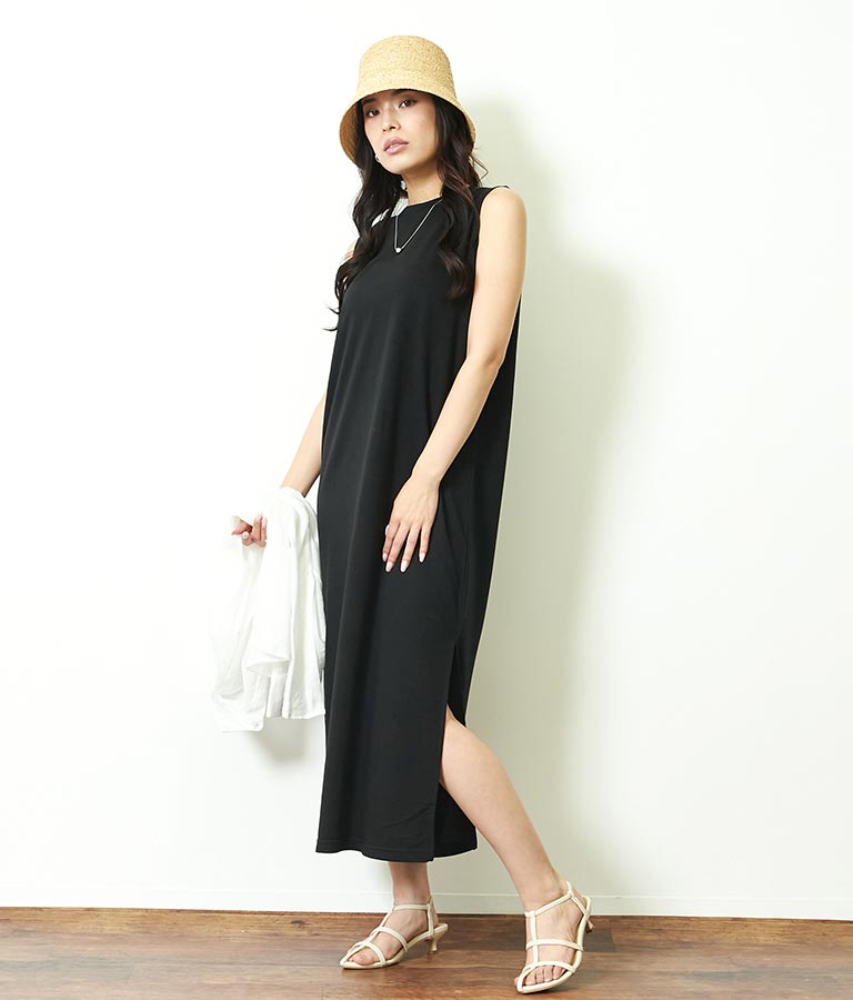 ミニ裏毛 ノースリーブ ロング ワンピース 797-8890