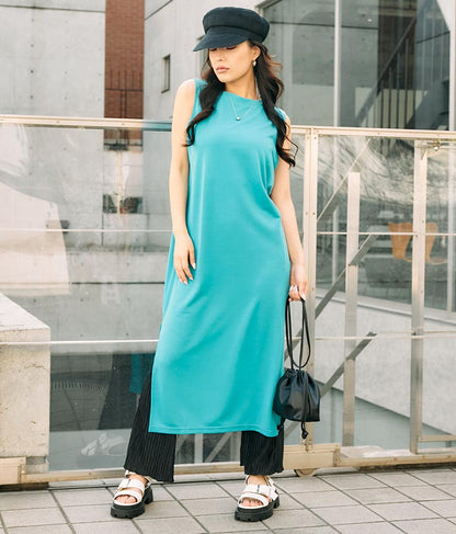 ミニ裏毛 ノースリーブ ロング ワンピース 797-8890