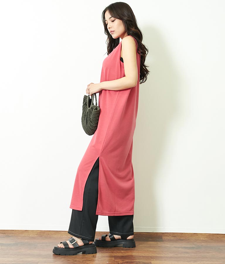 ミニ裏毛 ノースリーブ ロング ワンピース 797-8890