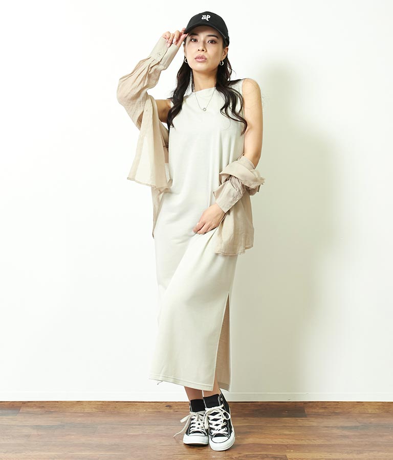 ミニ裏毛 ノースリーブ ロング ワンピース 797-8890