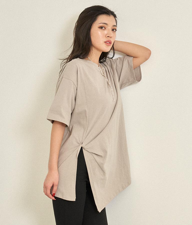 フロントツイストスリットTシャツ 153-5376