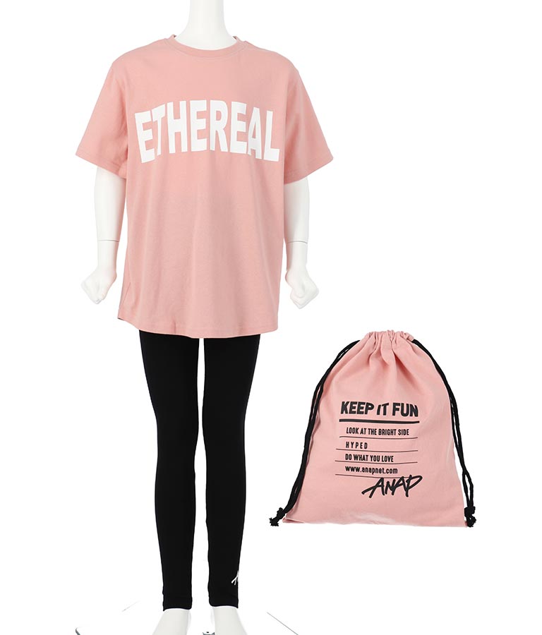 ビッグ Tシャツ + レギンス 巾着セット  428-2748