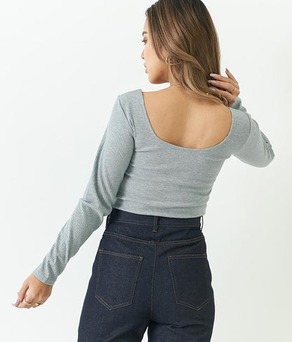 バックオープン カット リブ トップス 793-8438