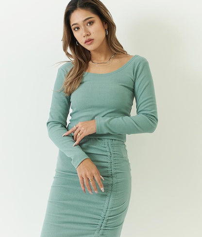 バックオープン カット リブ トップス 793-8438