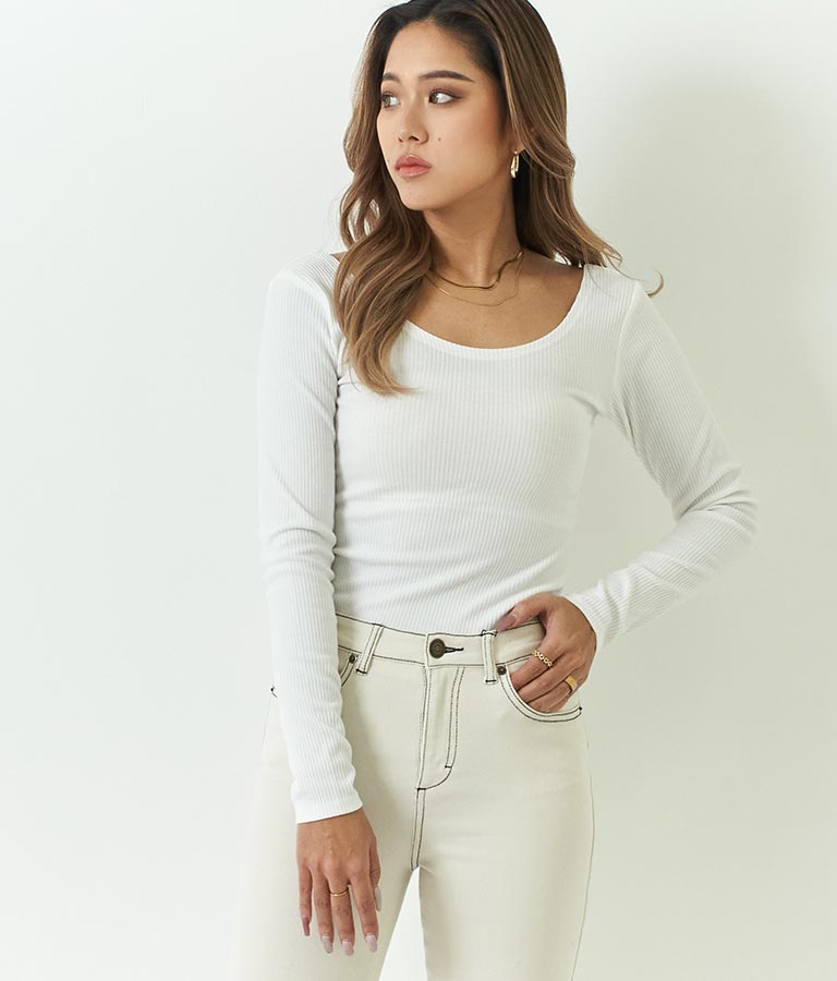 バックオープン カット リブ トップス 793-8438